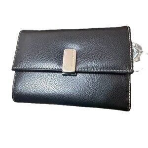 Liz Claiborne Women’s Black Leather Wallet Snap Closure Zip Coin Pocket New‎
